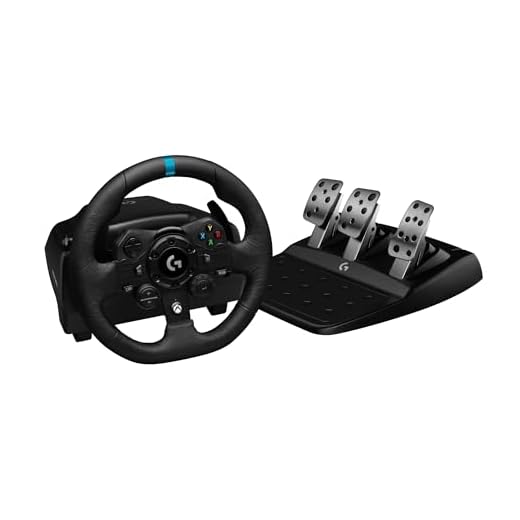 Logitech G923 TRUEFORCE Gaming Rennlenkrad mit Pedalen, Kraftrückkopplung bis 1000 Hz, reaktionsschnelles Fahren, Doppelkupplungssystem, Echtleder Lenkrad, für Xbox Series X|S, Xbox One, PC - Schwarz