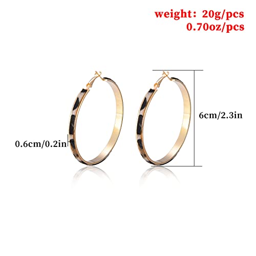 Exaggerate Leopard Leather Round Hoop Earrings Dangle Cheetah Print Circle for Women Statement Personality Animal Jewelry2
