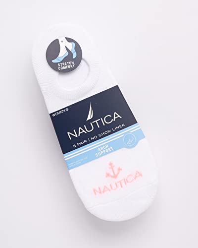 Image of Nautica Womens No Show Socks - 6 Pack Soft Stretch Performance Athletic No Show Liner Socks for Women with Non Slip Grip