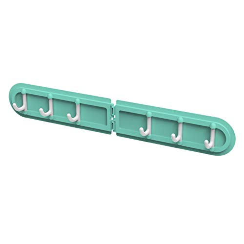 Lialbert Creative Corner Hook Folding 6 Row Hooks Kitchen Bathroom Free Punching Hooks No Trace Back Door Hooks Green