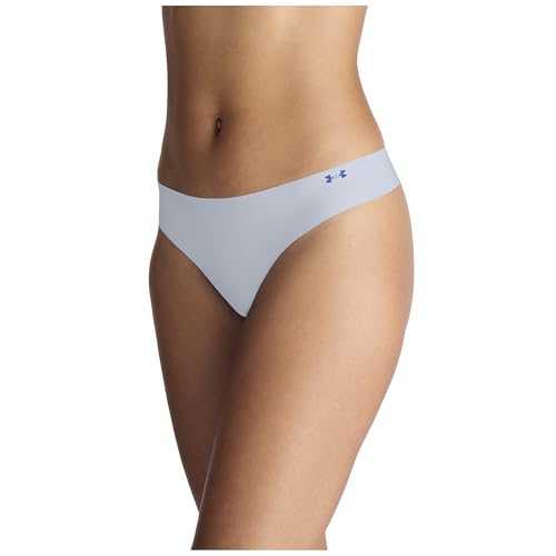 Under Armour Women's Ua Pure Stretch No Show Thong-Solid 3pk,Blue Calm2