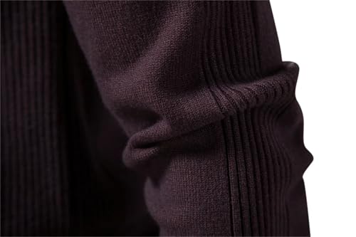 Men Crew Neck Pullover Sweaters Solid Color Long Sleeve Warm Slim Sweaters3