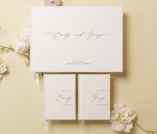 Personalized Wedding Book Set with Guestbook Vow Books (Design 1)