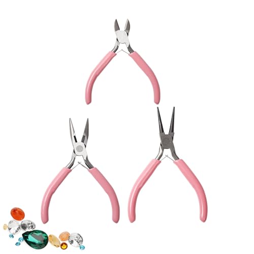 Juego De Pinzas Para Joyas - Juego De Joyas Rosa De 3 Piezas,Herramientas Para Reparación De Collares | Para Crear Collares Pendientes Colgantes Pulseras Cuentas Reparación Pasatiempos y Principiantes