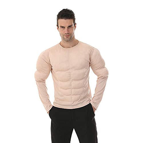 EraSpooky Herren Muskelshirt Halloween Karneval Kostüm Bodybuilder Muskel Kostüm XL Beige