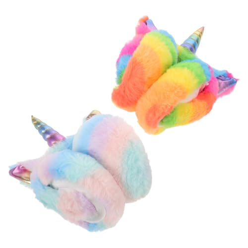 Orejeras de unicornio Veemoon con felpa térmica y banda ajustable para invierno