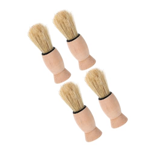 DEARMAMY Professional Barber Tool Set 4pcs Men's Shaving Brush Soft Bristles Wooden Handle for Beard