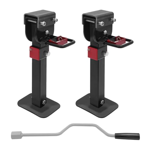 ZNLLQZN 2PCS Handkurbel Hebebock Starklast Unterstellbock Höhenverstellbar Anhänger Stützen 42-56cm Stützfuß Anschlusshalter 90 drehbar Statische Lastlager Über 1-2T