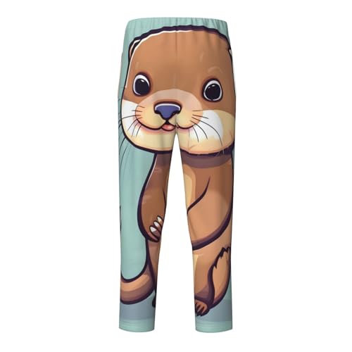 Cartoon Cute Otters print Pajama Pants Soft Micro PJ Bottoms Sleepwear Lounge Pants Comfortable Printed Design2