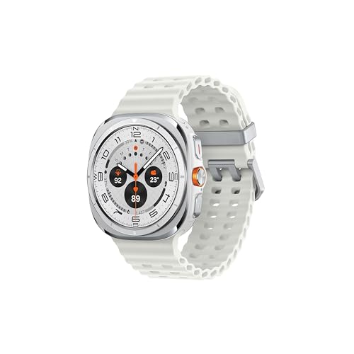 Samsung Galaxy Watch Ultra (2025) | Titanium Frame | Up to 100 Hours of Battery Life | 1 Year Samsung Warranty (Titanium White Case with White Marine Band 47mm LTE)