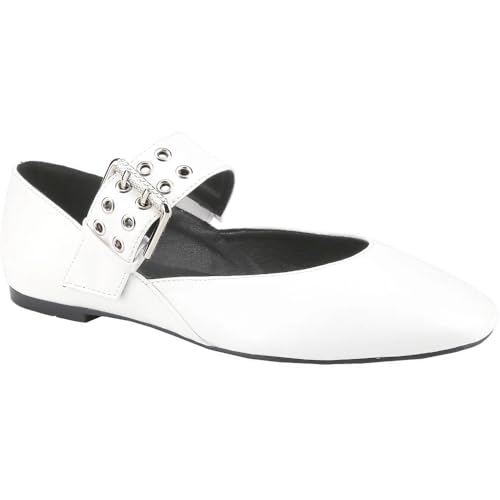 CLOVERLAY Women’s Fashion Flats Round Toe Ballet Flat Mary Jane Buckle Strap Metallic Elegant Dress Comfort Casual Daily Spring Summer Shoes
