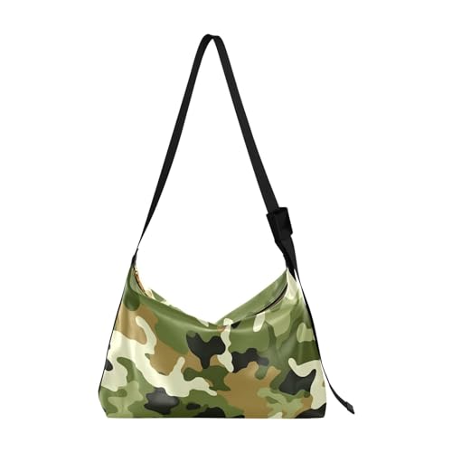 Green Camouflage Crossbody Bag for Women Men with Adjustable Strap PU Leather Shoulder Hobo Purse Bag 20849250
