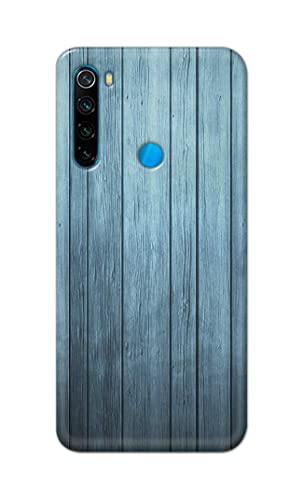 Image of Printed Hard Back Cover Case for Mi Redmi Note 8 Back Cover (Wooden Blue) -1302