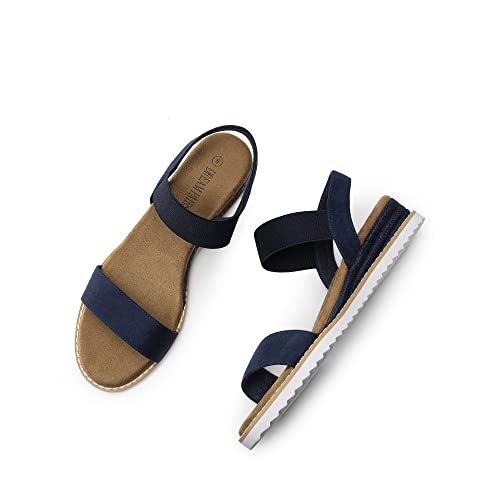 Image of DREAM PAIRS Womens Espadrilles Ankle Strap Sandals | Stretch Elastic Open Toe Comfortable Wedges Flats Spring Dressy Sandals Shoes for Women