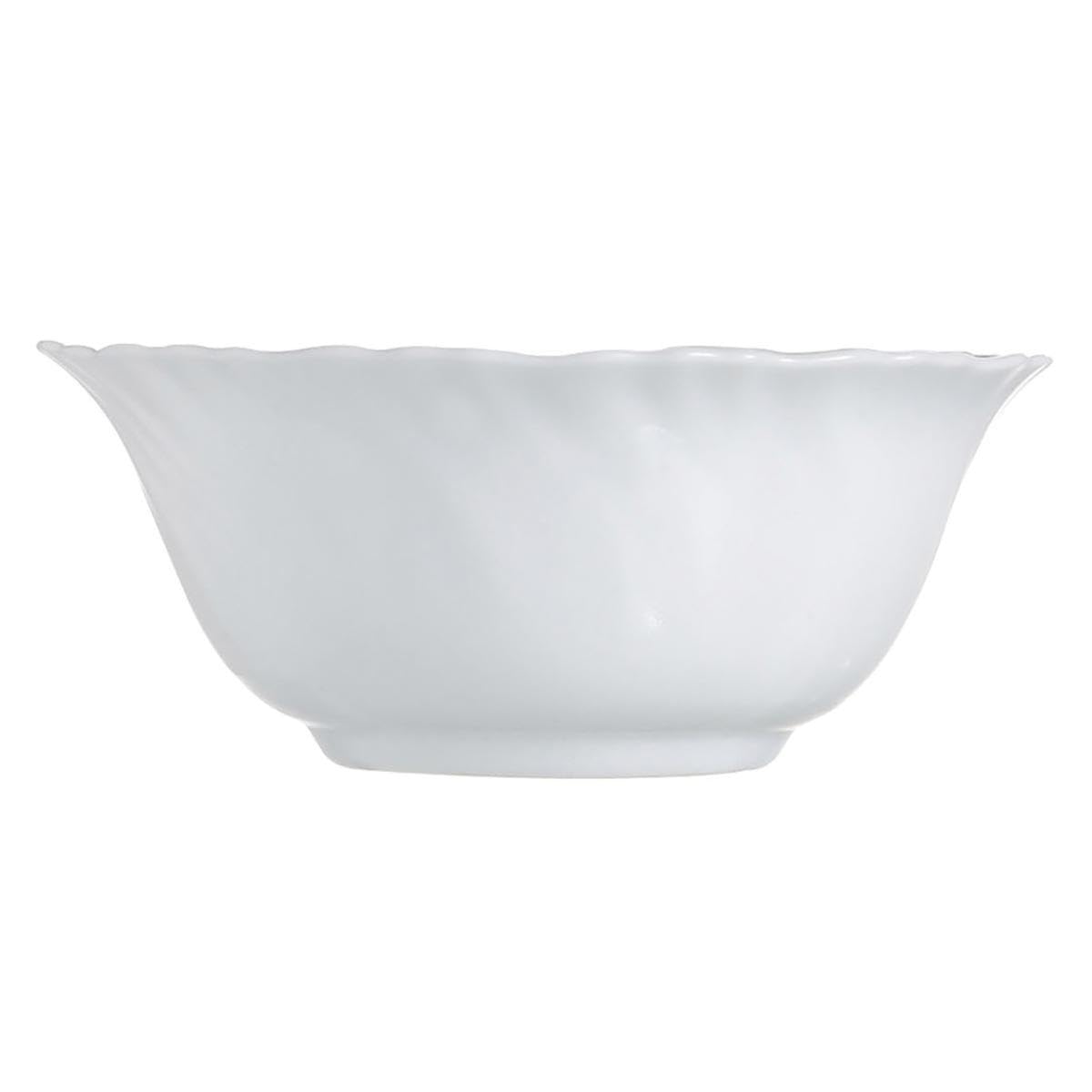 Porcelain Festoon Salad Bowl (12 Cm, White) -Set of 6, 0.25 Liters