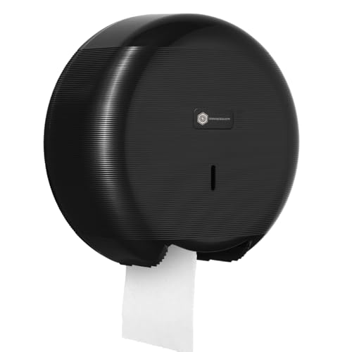 Portarollos Papel Higiénico Industrial Rollos Blancoplata de 220mm, Mandril de 45mm 100% plástico Reciclado, Incluye Llave de Seguridad Fácil Instalación Color Negro