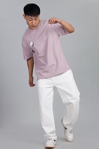 Image of FYLTR Men's Casual Textured Round Neck T-Shirt - Oversize Fit | Stretch Cotton Fabric | Half Sleeves | Soft & Stretchable | Oversized T-Shirts for Men | Loose Fit T-Shirts for Men