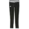Under Armour Girls' HeatGear Armour Leggings , Black (001)/White , Youth Small