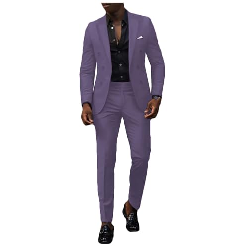 Men's Suit Set 2-Piece Double Breasted Work Solid Business Formal Occasions Dress Wedding Blazer+Pants4
