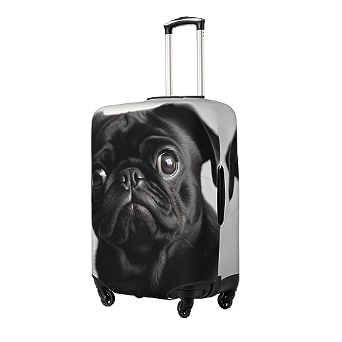 Cute Black Pug Dog print Travel Luggage Cover Elastic Washable Suitcase Cover Baggage Protector For 18-32 Inch Luggage2