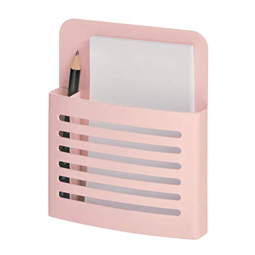 iDesign Forma Magnetic Memo Center, Modern Pen and Pencil Holder, Writing Utensil Storage Organizer for Kitchen, Locker, Home, or Office, Set of 1, Blush Pink