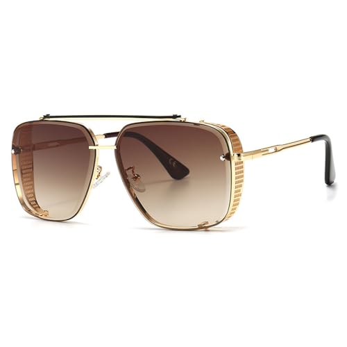 La mejor selección de Lentes Dorados Hombre para comprar hoy. 44 Lentes de Sol para Hombres y Mujeres Polarizados, 100% Protección UV, Estilo Metálico Aviador Cuadradas, Gafas De Sol Vintage Para Unisex Steampunk Con Lateral De Metal...