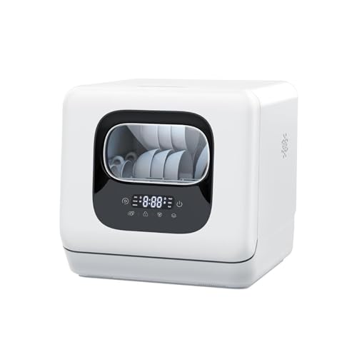 Lavavajillas De Encimera Con 6 Programas De Lavado Y Secado En Caliente, Con Rociador Dual De 360°, Bloqueo Para Niños E Inicio Retardado, Portátil, Ideal Para Casa, Apartamento Y Autocaravana.
