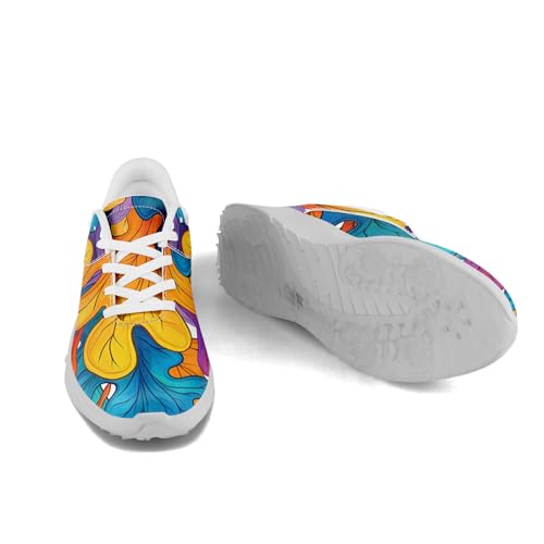 Colorful Spikeless Golf Shoes for Women,Tropical Floral Breathable Golf Sneakers Sports Shoes Fashion Footwear4