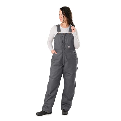 Berne Women's Softstone Duck Insulated Bib Overall, Medium Regular, Titanium