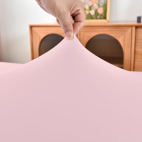 Amonsa Fitted Tablecloth for Square Folding Table:Tight Stretchy Spandex Fabric Table Cloth with Elastic Edge Card Table Cover Not Vinyl Pink 34×34 Inch by Amonsa - Image 3