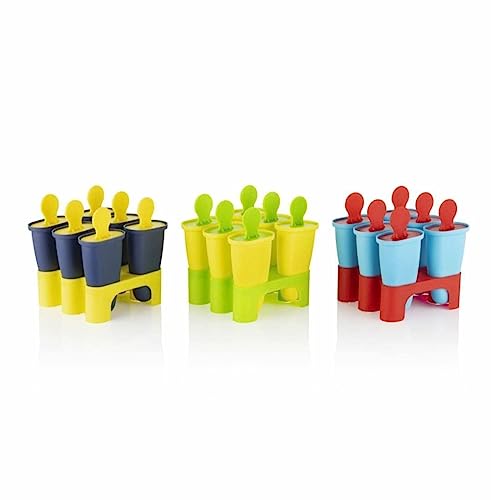 E-COSMOS® Set of 6 Plastic 100% Food Grade Homemade Reusable for Home, Kitchen, Ice Lolly Mould,Popsicle Frozen Ice Cream, Ice Pop Makers, Kulfi Candy Mould Tray for Children & Adults - Multicolor