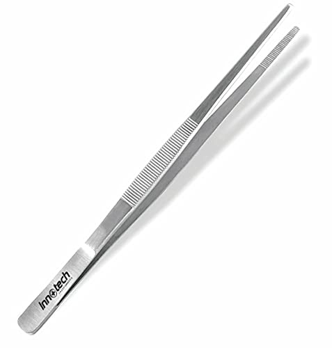 Innotech Instrumente Grillpinzette für grill Kochpinzette für fine gastronomie küche Anrichten pinzette Küchenpinzette als zangen candybar Pinzette Edelstahl Gerade (30 CM)