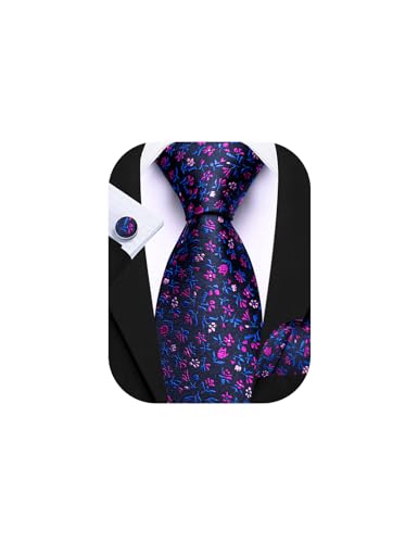 Image of Barry.Wang Ties for Men Silk Tie Sets Polka Dot Woven Necktie Pocket Square Cufflinks Business Wedding