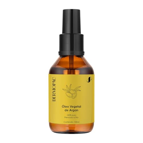 Óleo Vegetal de Argan 100% Puro Cabelo Capilar Pele Facial Corporal, Prensado a Frio, Dermopac 100ml
