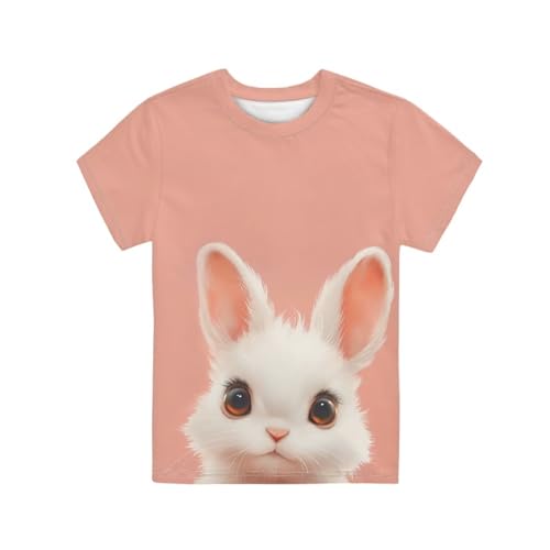 Cute Bunny Tee Shirts for Girls T Shirts Size 14-16 Years for Kids Crewneck Summer Tops Running Clothing Short Sleeve Casual Outfits Athletic Sportswear