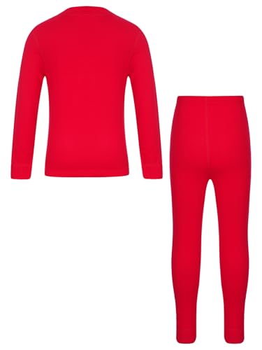 Kids Boys Girls Thermal Underwear Set Winter Warm Long Sleeve Base Layer Tops And Bottoms Sets Red 13-14 Years2