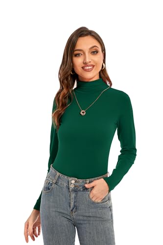 Image of Womens Long Sleeve Turtleneck T-Shirts Casual Lightweight Slim Fit Cozy Base Layer Top