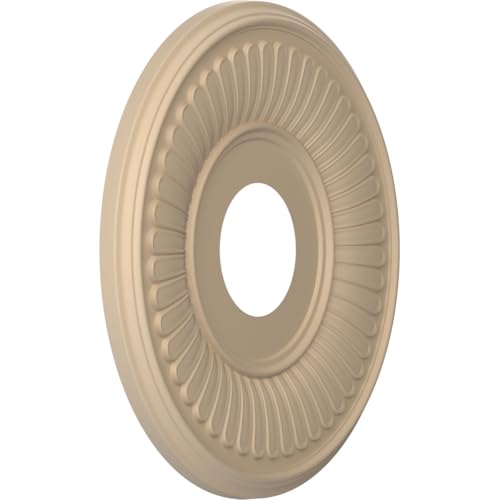 Image of Ekena Millwork 13 inchOD x 3 1 /2 inchID x 3 /4 inchP Berkshire Thermoformed PVC Ceiling Medallion (Fits Canopies up to 5 3 /4 inch), UltraCover Satin Smokey Beige