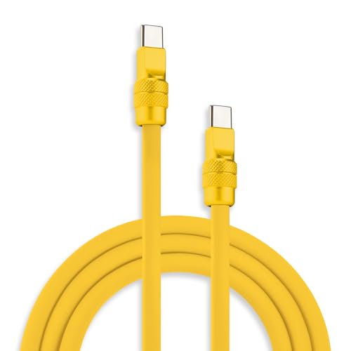 Image of chubbycable Chubby 2.0 Fast Charging Cable Durable Soft Silicone USB C Cable 240W Extra Thick Charger Cord Compatible with iPhone 17-15 Series iPad, Yellow+Yellow, Type-C to Type-C, 13.1 FT