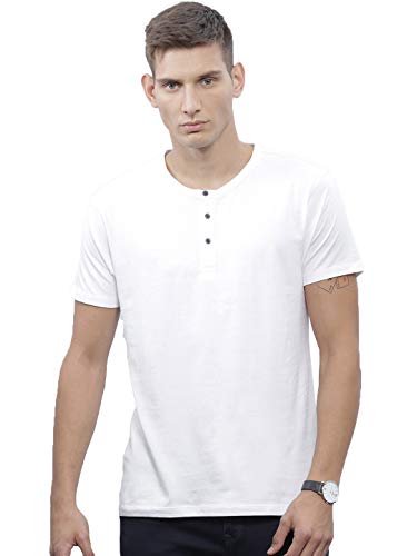 Image of LAZYCHUNKS Henley Neck Men's Cotton Half Plain Sleeves Slim Fit T-Shirt | Round Neck Men's Tshirt | Solid Colors | Summer Wear | - Multicolor
