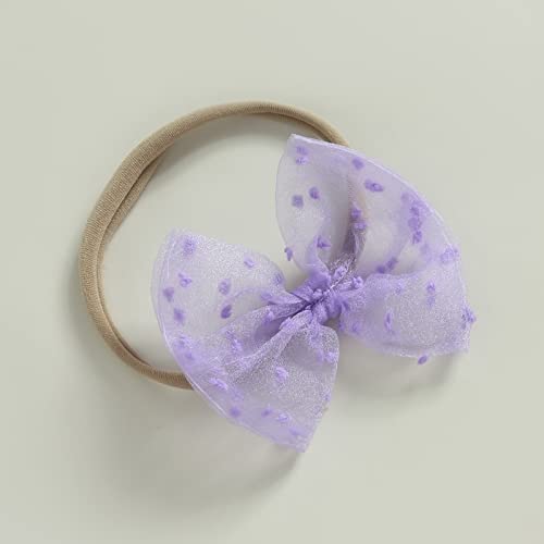 Toddler Baby Girl Princess Dress Puff Sleeve Bowknot Flower Layered Mesh Tulle Dress with Headband4