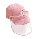 [ROMISBABA] 防飛沫 用保護帽 ピンクコッ製 耐久性あり 透明 付 ヶ月対応 屋外活動向け 日よけ対策 キッズフェイスプロテクション