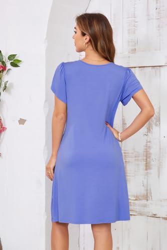 Image of Women's Summer Dresses 2026 Casual T Shirt Dress Short Sleeve A-Line Dress Loose Sundress Swing Dress with Pockets
