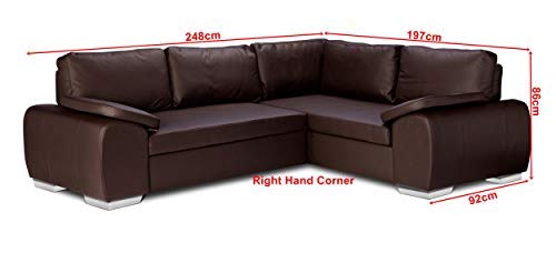 Sofas and More ENZO - CORNER SOFA BED WITH STORAGE - FAUX LEATHER - RIGHT HAND SIDE ORIENTATION (BROWN) - Image 2