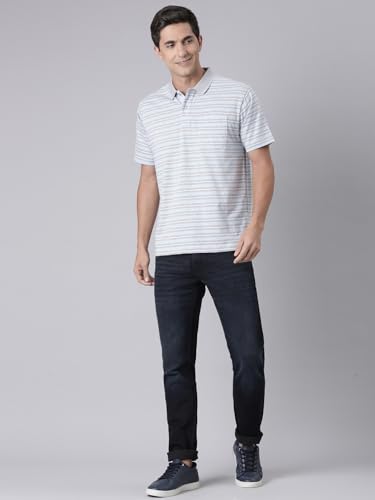 Image of Classic Polo Men's Half Sleeve Polo Neck Authentic Fit Striped Cotton T-Shirt