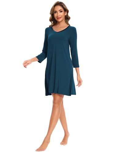 Image of GYS Womens Bamboo Viscose Nightgown Super Soft Lightweight Night Shirts for Sleeping