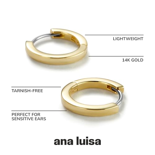 Ana Luisa Trendy Huggie Hoop Earrings for Women - 14K Gold Plated or Sterling Silver Hoop Earrings - Small, Dainty, Hypoallergenic, Water-Resistant, Tarnish-Free Hoops - Jewelry Perfect for Stacking3