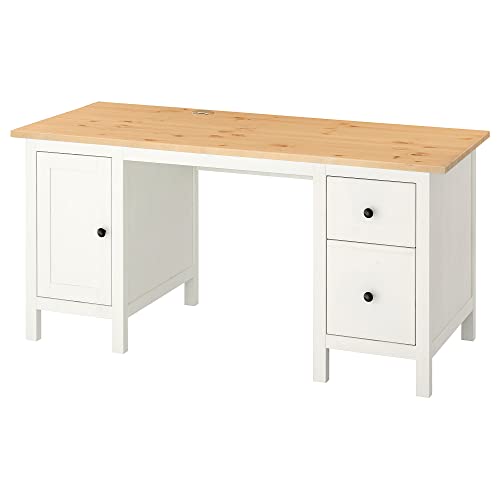 ProTuning HEMNES Escritorio, mancha blanca/marrón claro, 155 x 65 cm