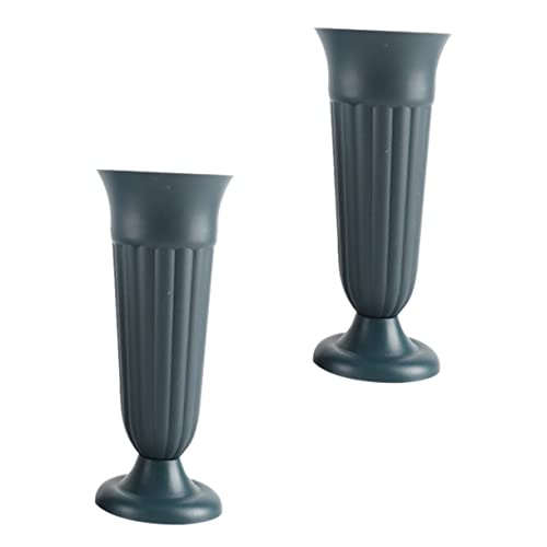 Garneck Vasi a Cono Funerario in Plastica Pp Verde, Set Da 2 Vasi Paletti Per Fiori Da Cimitero e Giardino, Resistente Per Fiori Freschi e Artificiali, Adatti a Tombe e Aree Esterne Decorativa