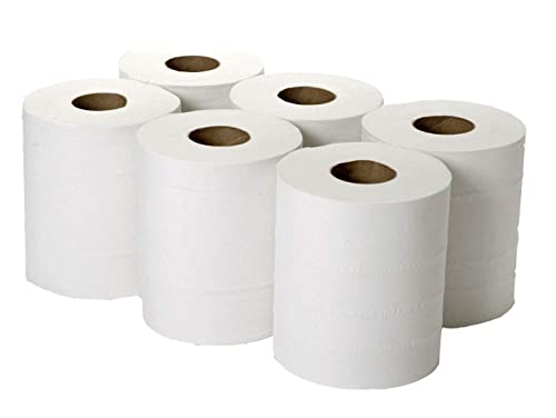 Straame - Centrefeed Paper Tissue Rolls - Embossed Pattern Hand Towel - for Home Office Warehouse Bathroom Garage Kitchen, Wipe Away - Wall Mounted Lockable Rolls - 2-Ply (Pack of 12, White)